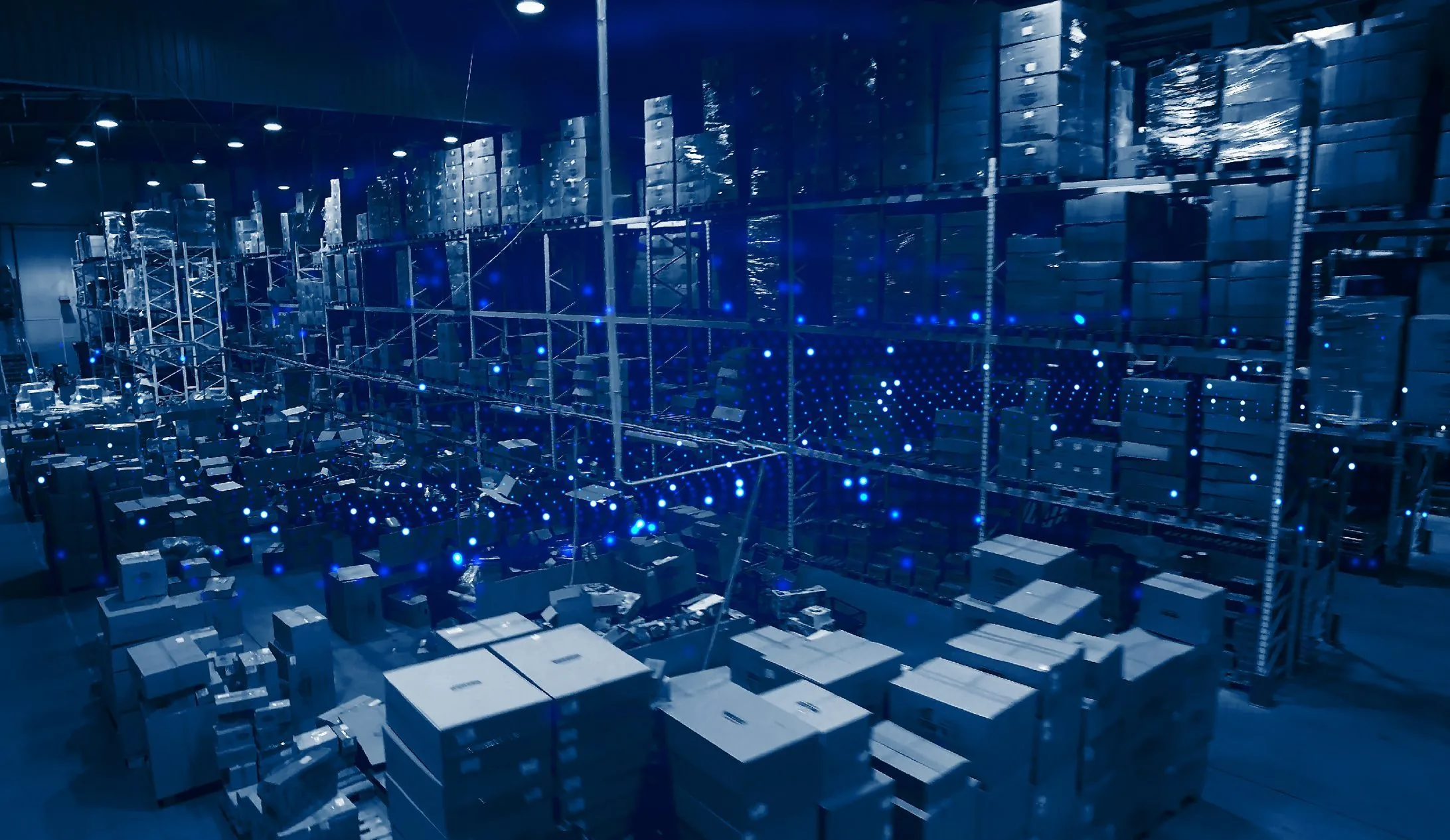 Racked inventory inside the COLAMCO warehouse